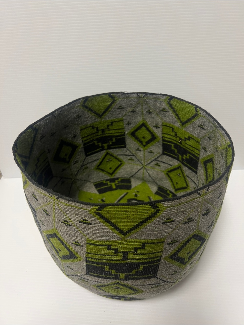 Handwoven Green and Gray Decorative Storage Basket